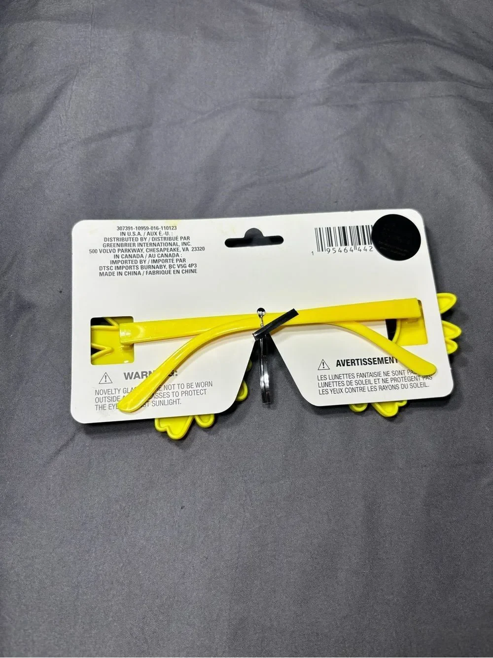 Novelty Glasses bright yellow